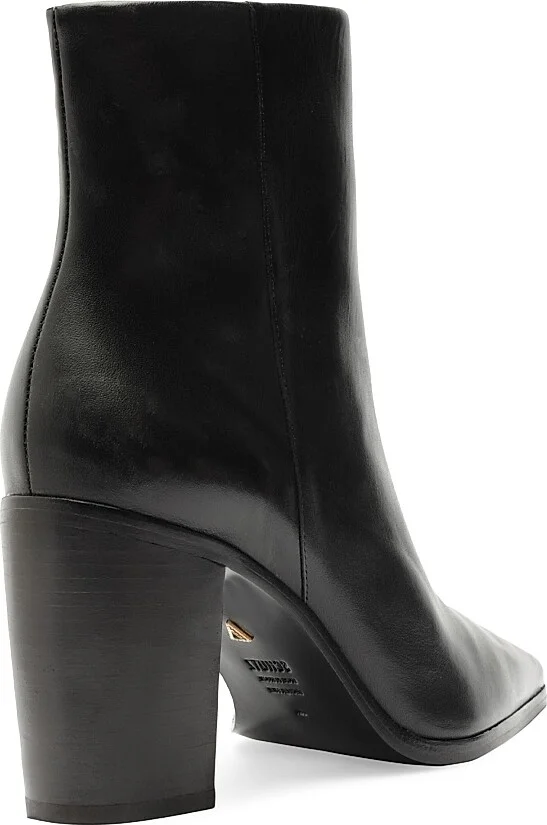 Women's Mikki 85MM Block-Heel Leather Booties - Black - Size 6.5 - Image 3