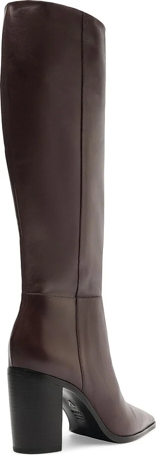 Women's Mikki 85MM Block-Heel Leather Boots - Dark Chocolate - Size 6.5 - Image 3