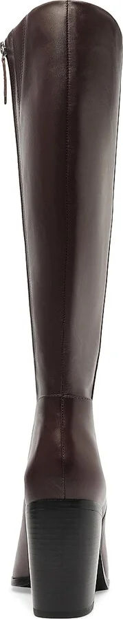 Women's Mikki 85MM Block-Heel Leather Boots - Dark Chocolate - Size 6.5 - Image 7