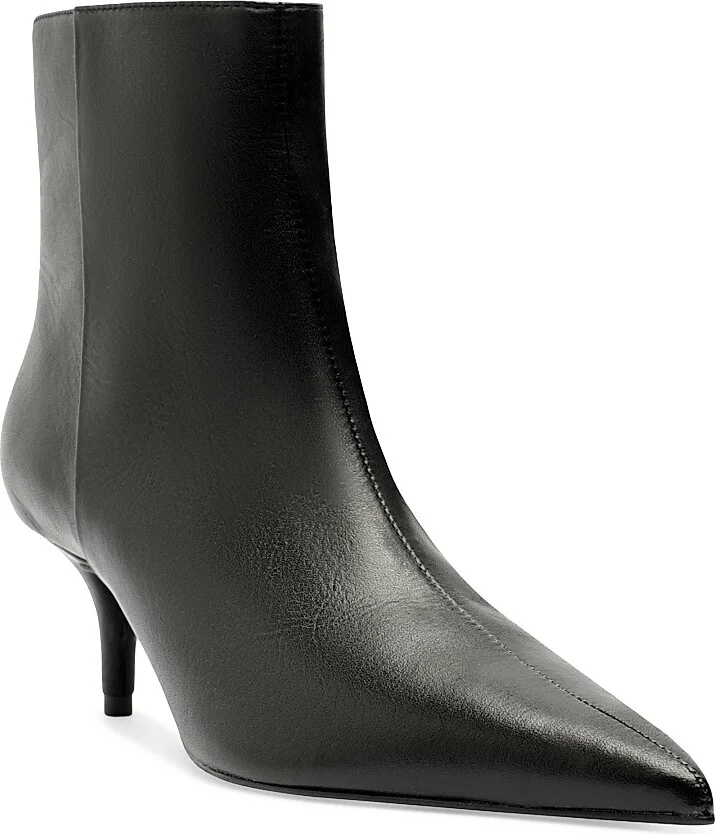 Women's Mikki Mid 65MM Leather Stiletto Booties - Black - Size 5 - Image 2
