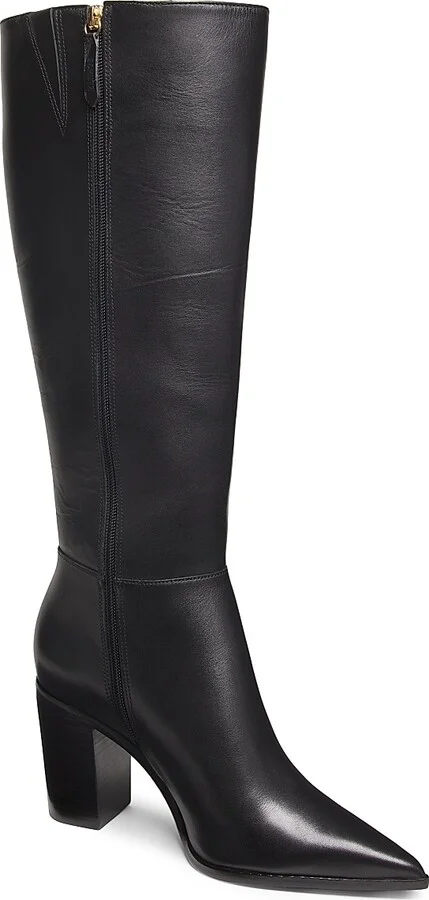 Women's Mikki Up 90MM Leather Block-Heel Boots - Black - Size 6.5 - Image 2