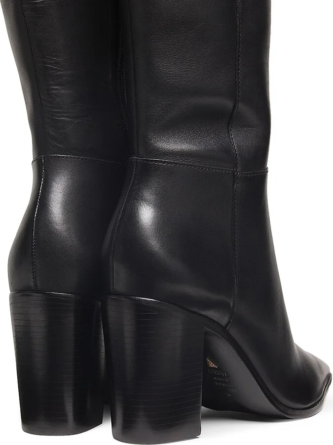 Women's Mikki Up 90MM Leather Block-Heel Boots - Black - Size 6.5 - Image 3