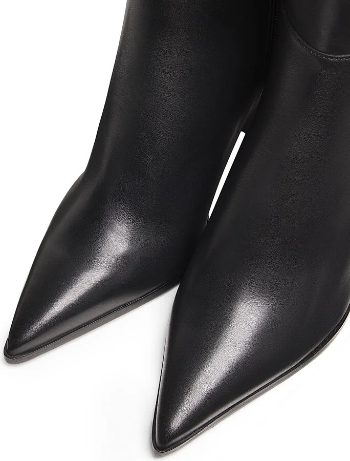 Women's Mikki Up 90MM Leather Block-Heel Boots - Black - Size 6.5 - Image 4