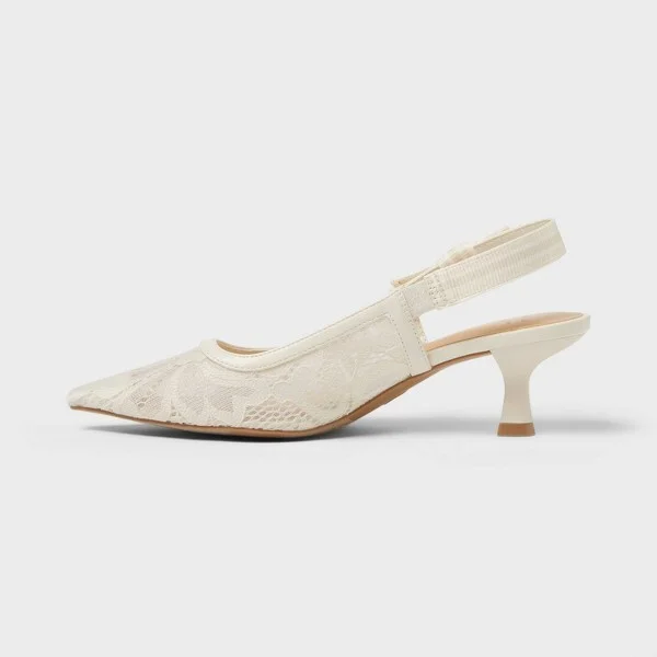 Women's Milan Pearl Slingback Heels - A New Day™ : Closed Pointed Toe, Cushioned Insole, Satin Finish, Medium Width - Image 3
