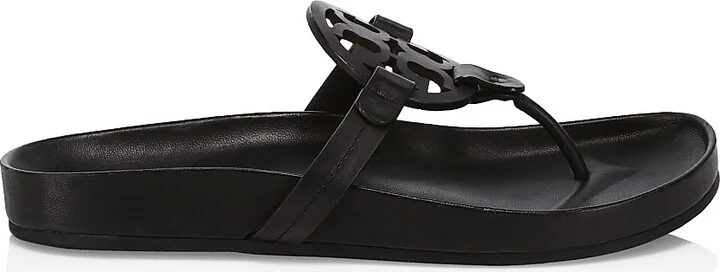 Women's Miller Cloud Leather Thong Sandals - Perfect Black - Size 10.5