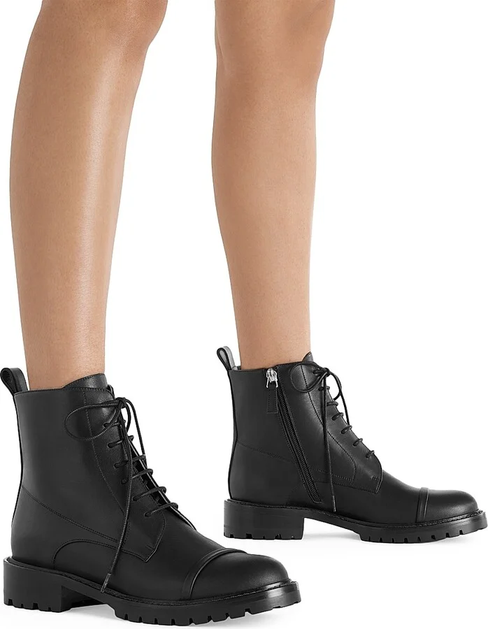 Women's Miller Leather Combat Boots - Black - Size 12 - Image 5
