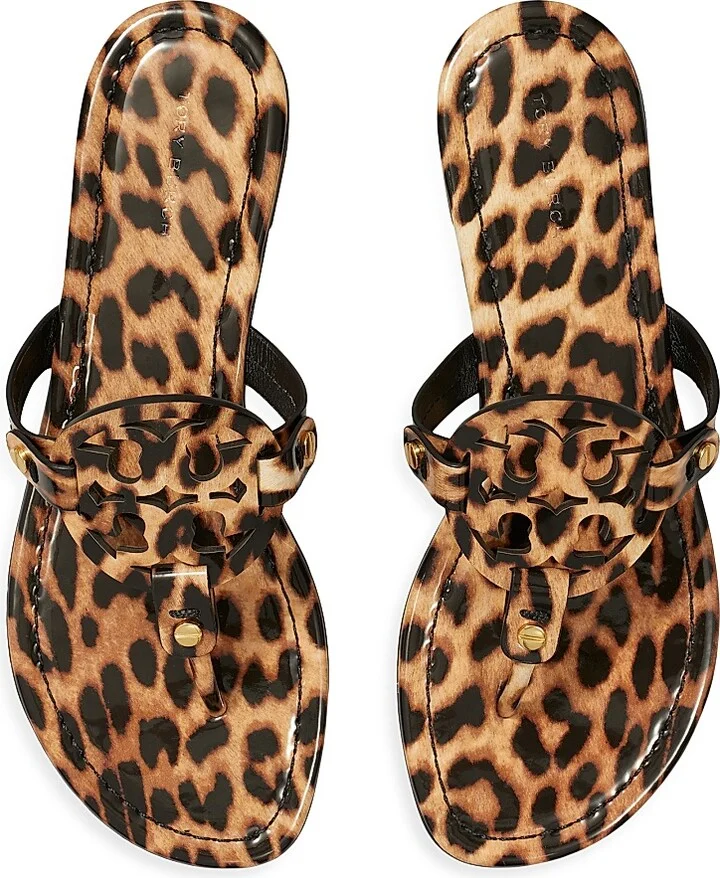 Women's Miller Leather Sandals - Leopard - Size 5 - Image 3