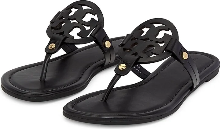 Women's Miller Leather Thong Sandals - Perfect Black - Size 5 - Image 2