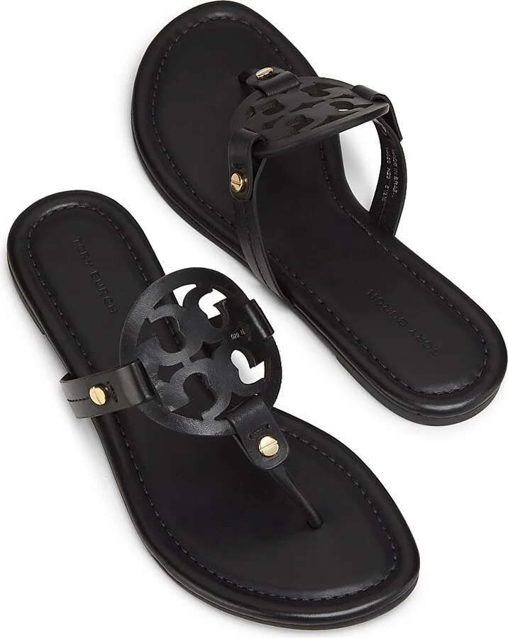 Women's Miller Leather Thong Sandals - Perfect Black - Size 5 - Image 4
