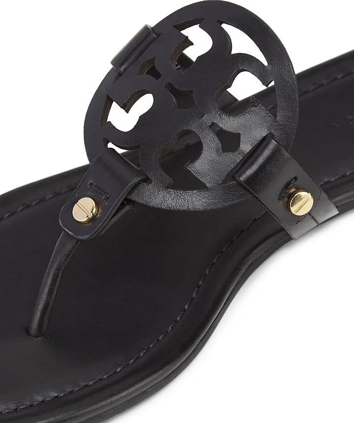Women's Miller Leather Thong Sandals - Perfect Black - Size 5 - Image 5