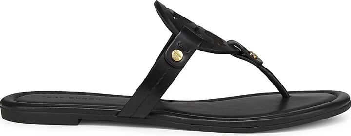 Women's Miller Leather Thong Sandals - Perfect Black - Size 5