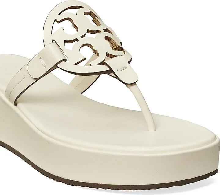 Women's Miller Leather Wedge Sandals - New Ivory - Size 10.5 - Image 4