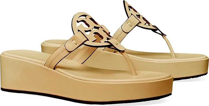 Women's Miller Leather Wedge Sandals - New Ivory - Size 10.5 - Image 5