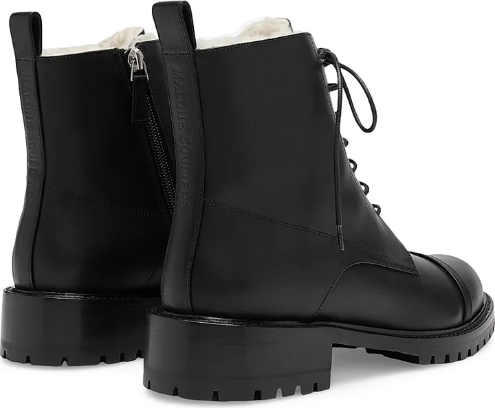 Women's Miller Leather with Shearling Lining Combat Boots - Black Natural - Size 12 - Image 3