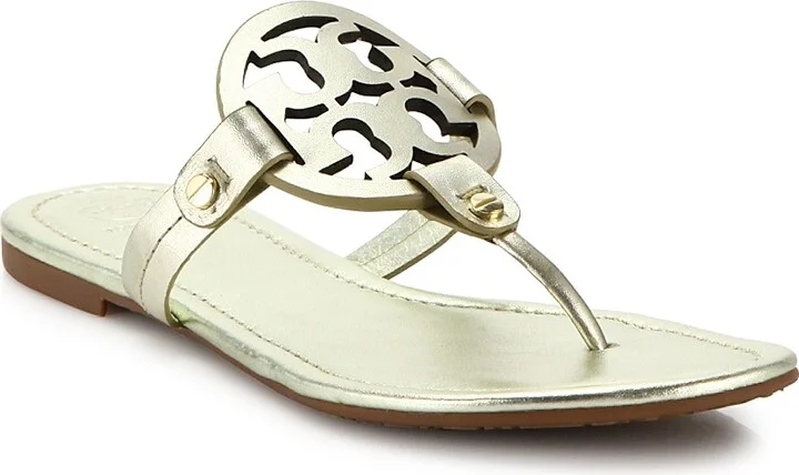 Women's Miller Metallic Leather Thong Sandals - Spark Gold - Size 10