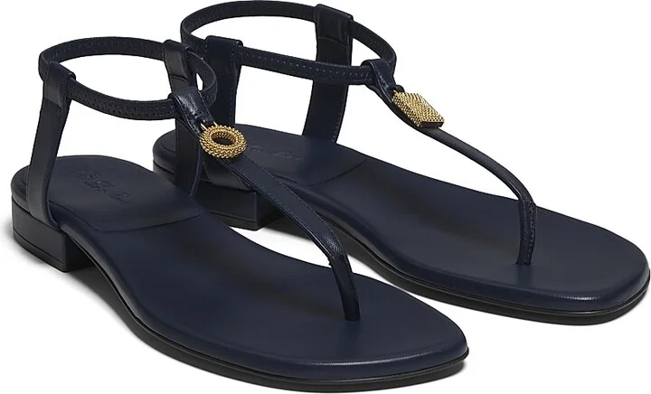 Women's Mindil Leather Flat Sandals - Crown Blue - Size 5.5 - Image 2
