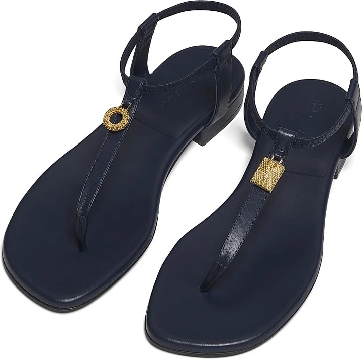 Women's Mindil Leather Flat Sandals - Crown Blue - Size 5.5 - Image 4