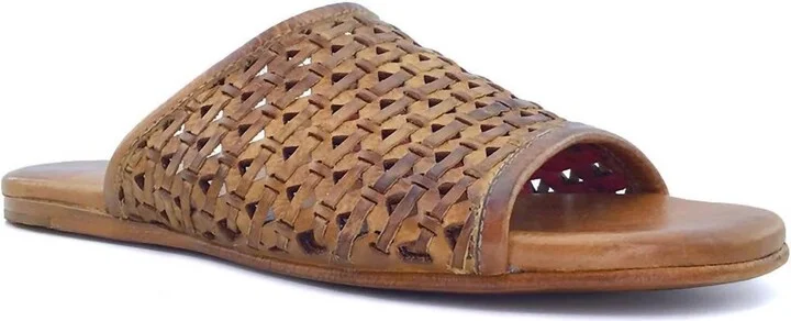 Women's Minerva Flat Slide Sandal In Tan Rustic