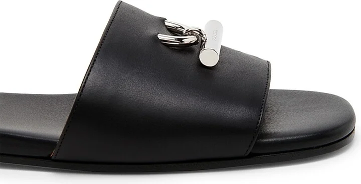 Women's Minimalist Leather Sandals - Black Silver - Size 6 - Image 5