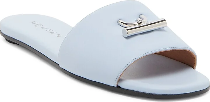 Women's Minimalist Leather Sandals - Black Silver - Size 6 - Image 6