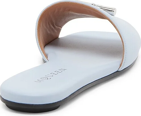 Women's Minimalist Leather Sandals - Black Silver - Size 6 - Image 7