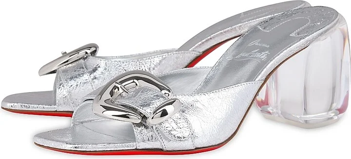 Women's Minny Bubble 70MM Leather Mules - Silver - Size 5 - Image 2
