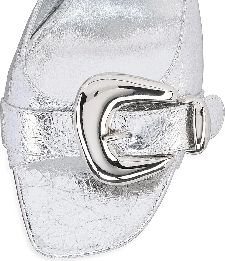Women's Minny Bubble 70MM Leather Mules - Silver - Size 5 - Image 4