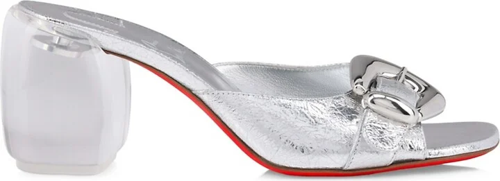 Women's Minny Bubble 70MM Leather Mules - Silver - Size 5