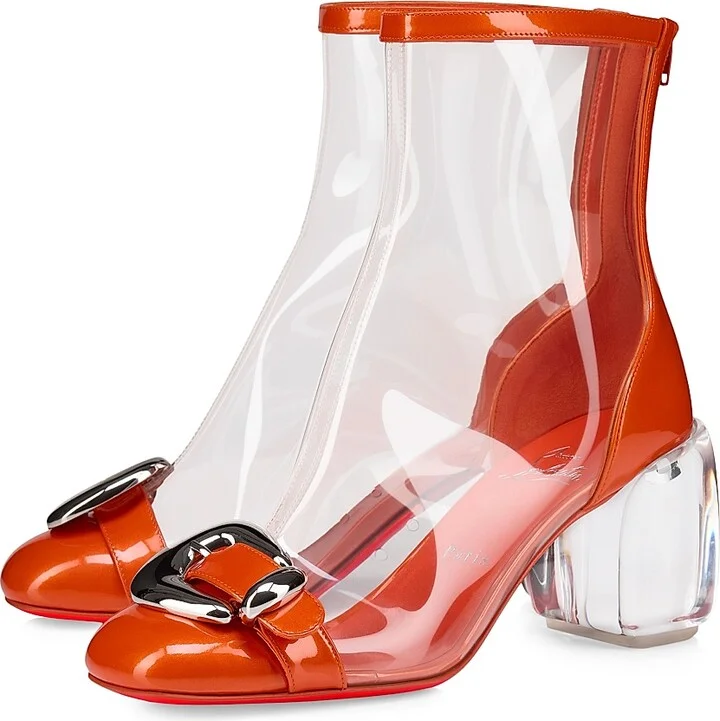 Women's Minny Bubble Patent Leather and TPU 70MM Booties - Magma - Size 6 - Image 2