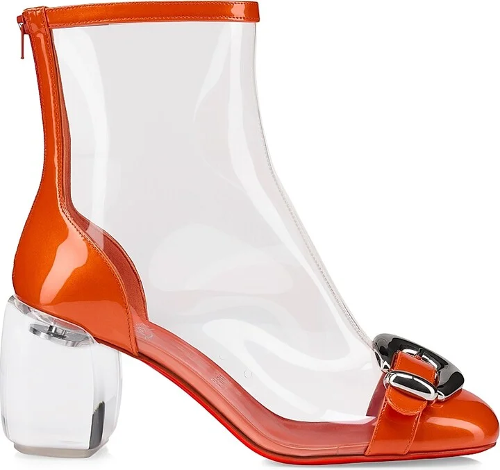 Women's Minny Bubble Patent Leather and TPU 70MM Booties - Magma - Size 6