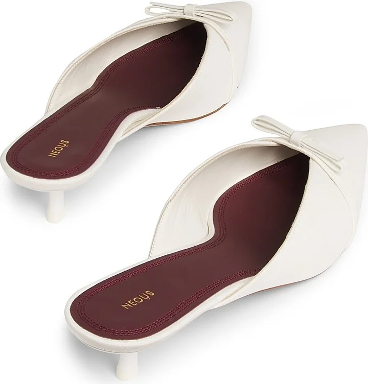 Women's Mira 40MM Bow-Detailed Crepe de Chine Mules - Cream - Size 6.5 - Image 3