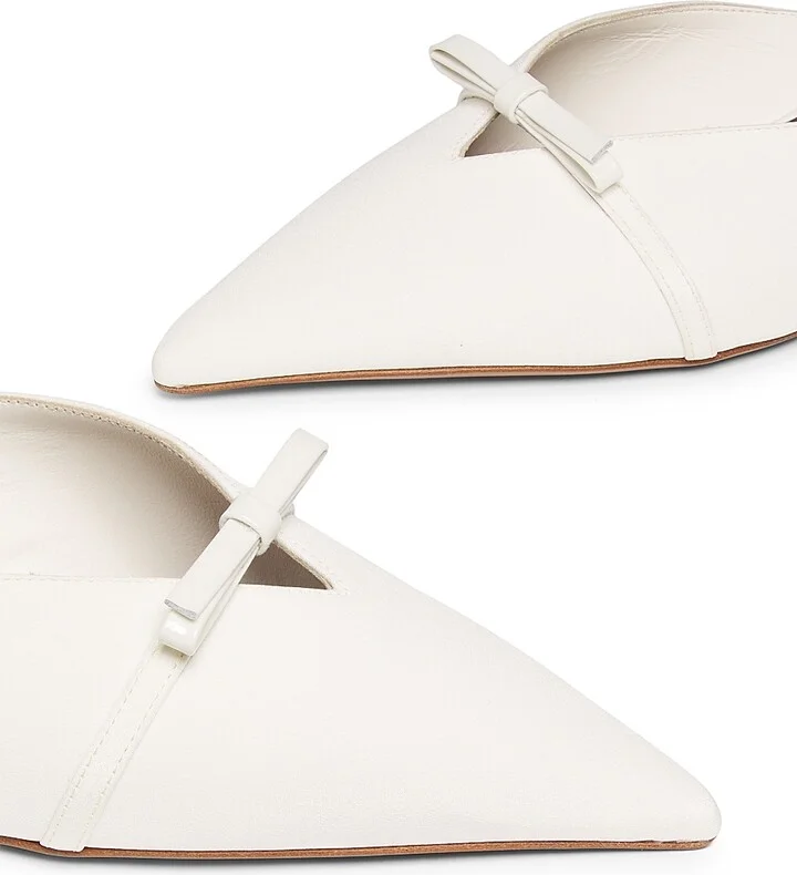 Women's Mira 40MM Bow-Detailed Crepe de Chine Mules - Cream - Size 6.5 - Image 6