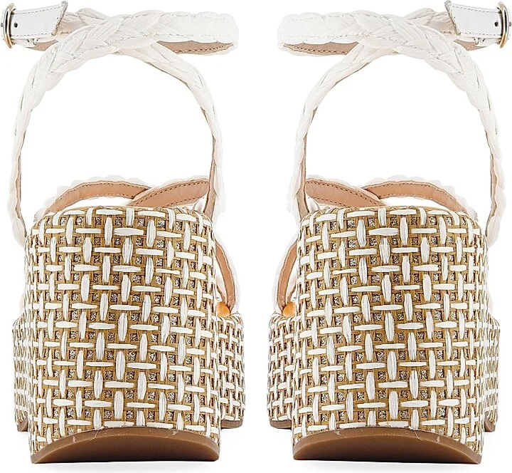 Women's Miranda Flatform 90MM Raffia Sandals - White Raffia - Size 10 - Image 3