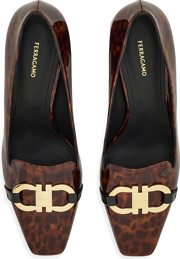 Women's Mirelle 60MM Gancini-Accented Patent Leather Pumps - Brown - Size 7 - Image 4