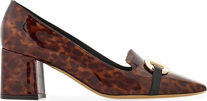 Women's Mirelle 60MM Gancini-Accented Patent Leather Pumps - Brown - Size 7