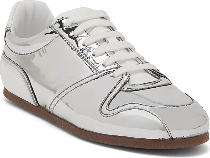 Women's Mirrored Low-Top Tennis Shoes - Silver - Size 5 - Image 2