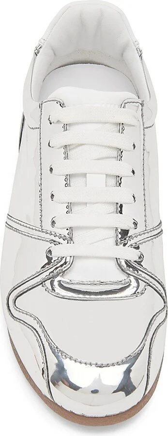 Women's Mirrored Low-Top Tennis Shoes - Silver - Size 5 - Image 4
