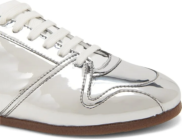 Women's Mirrored Low-Top Tennis Shoes - Silver - Size 5 - Image 5