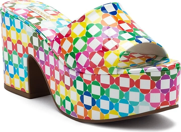 Women's Miso 90MM Daisy Monogram Leather Platform Mules - Rainbow - Size 5.5 - Image 2