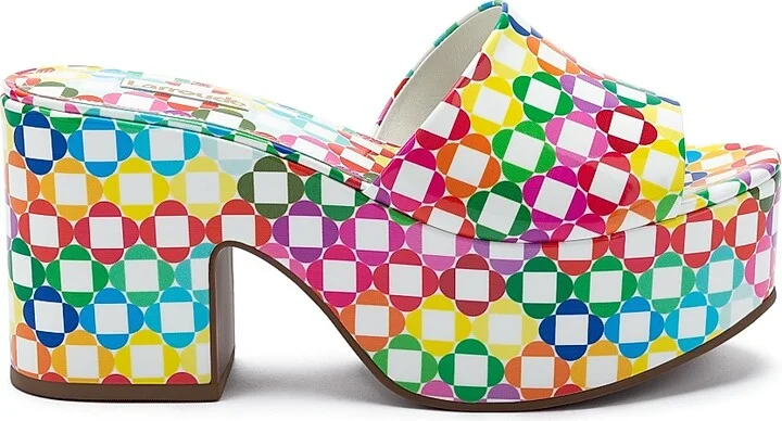 Women's Miso 90MM Daisy Monogram Leather Platform Mules - Rainbow - Size 5.5