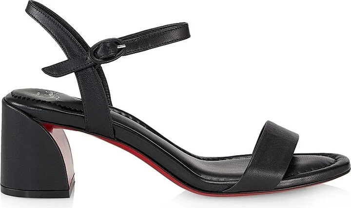 Women's Miss Jane 55MM Leather Sandals - Black - Size 5 - Image 5