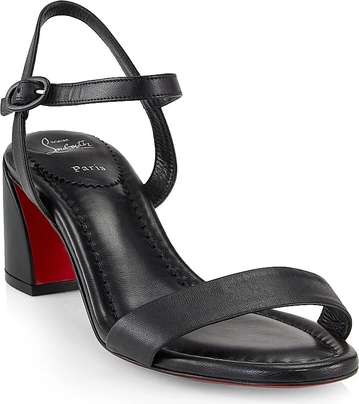 Women's Miss Jane 55MM Leather Sandals - Black - Size 5 - Image 6