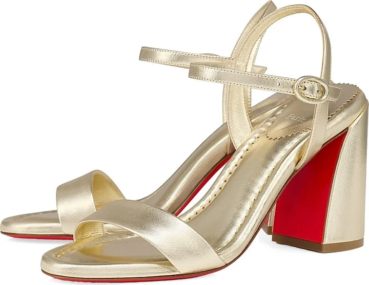 Women's Miss Jane 85MM Leather Sandals - Gold - Size 7 - Image 2