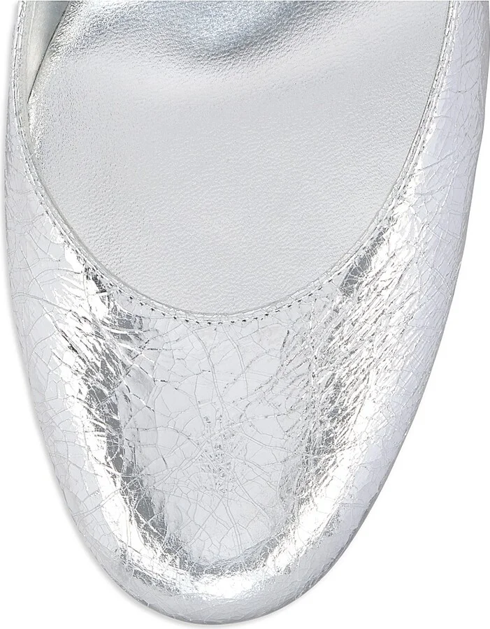 Women's Miss Sab 85MM Laminated Leather Pumps - Silver - Size 5 - Image 4