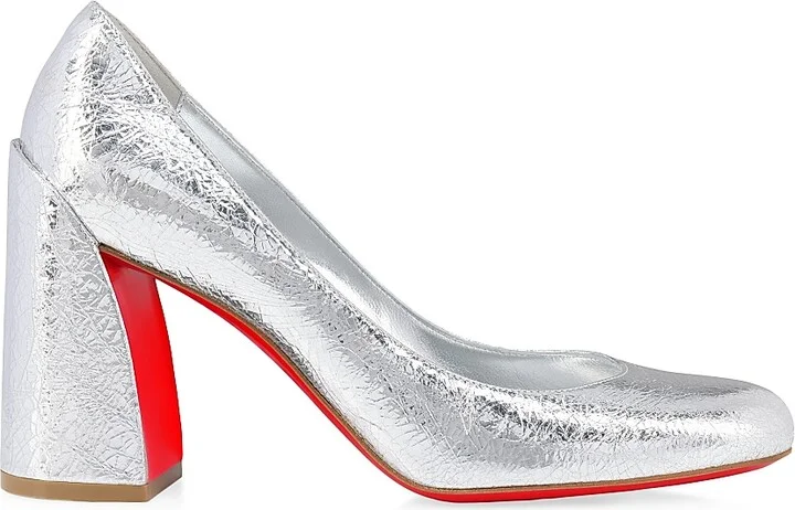 Women's Miss Sab 85MM Laminated Leather Pumps - Silver - Size 5