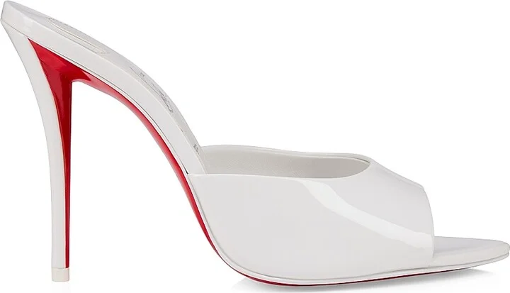 Women's Miss Z 100MM Patent Leather Mules - Bianco - Size 10.5