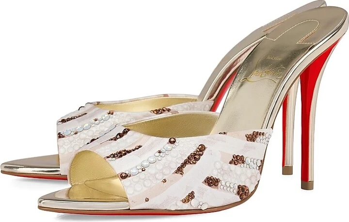 Women's Miss Z 100MM Satin Mule Gaagal Strass Sandals - Leche - Size 6 - Image 2