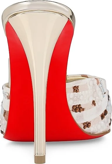 Women's Miss Z 100MM Satin Mule Gaagal Strass Sandals - Leche - Size 6 - Image 3