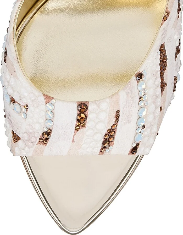 Women's Miss Z 100MM Satin Mule Gaagal Strass Sandals - Leche - Size 6 - Image 4