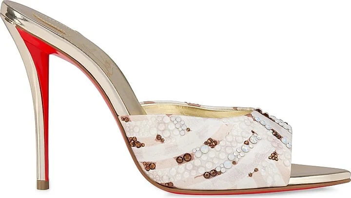 Women's Miss Z 100MM Satin Mule Gaagal Strass Sandals - Leche - Size 6